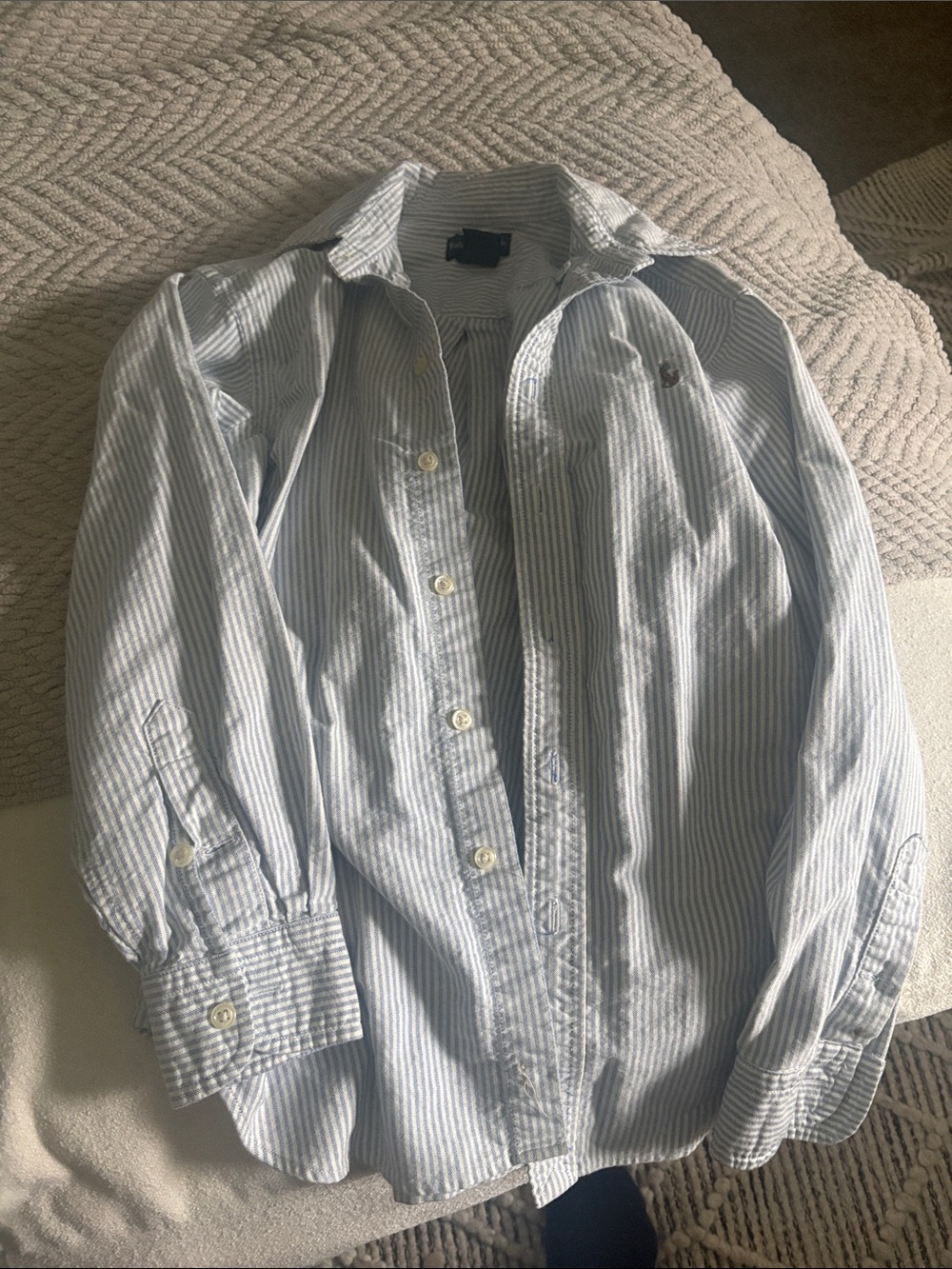 Light Blue Striped Boys Button-Down Shirt